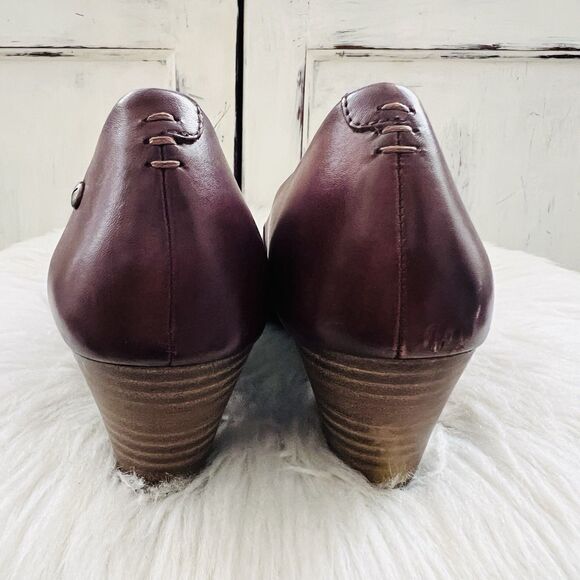 Pikolinos Brown Oiled Leather Tri Tone Wooden Block Heel Pumps - EU37 US6 - Picture 4 of 6